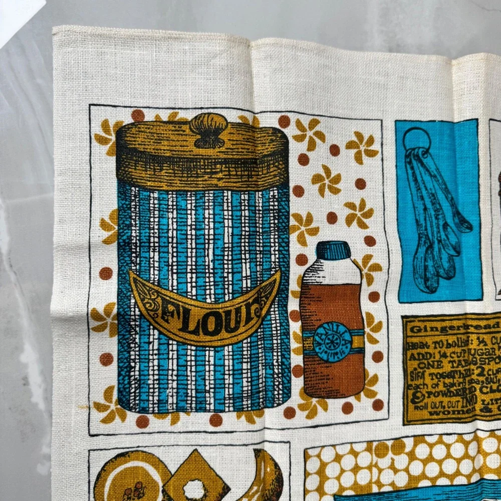 Sandy Parsons Vintage Gingerbread Tea Towel Baking Retro Kitchen Cookies Kitschy